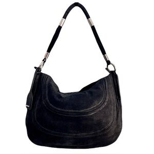 DKNY Black Suede Nubuck Hobo Bag